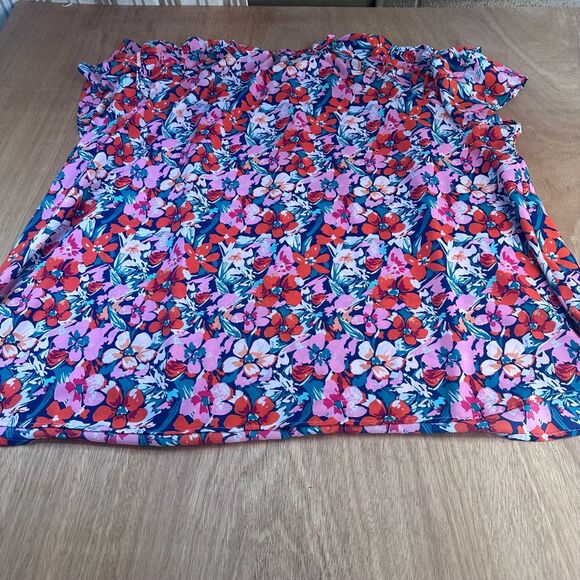 BloomChic US 28 Floral Ruffle Sleeve Top Women's Plus Size - Picture 2 of 6